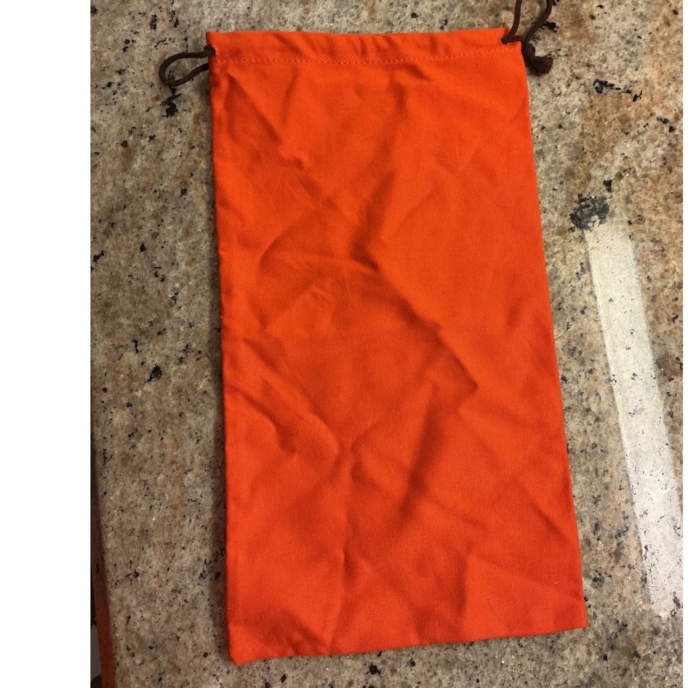 Hermes Dust Bag Unisex OS Orange Excellent Herringbone Canvas Drawstring Pouch - Picture 2 of 6